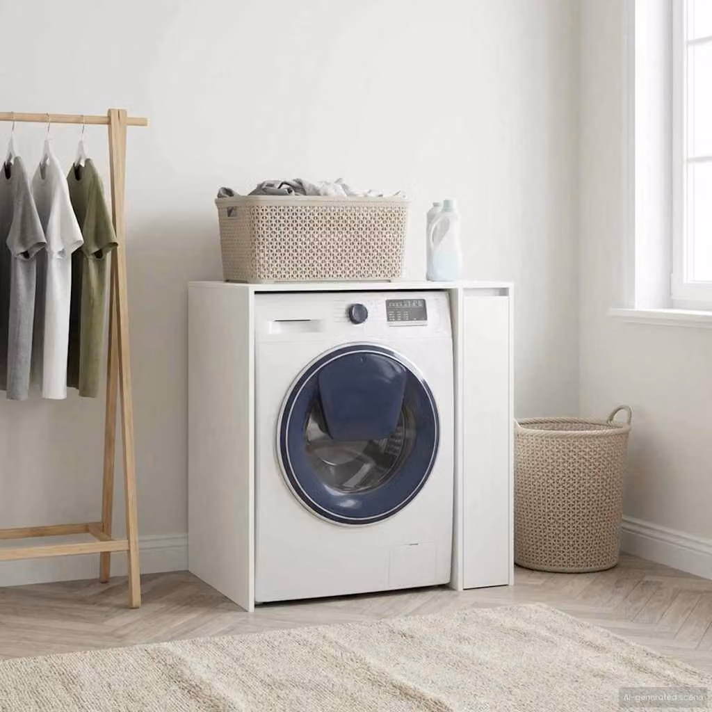 vidaXL Mobiletto per lavatrice con ante a battente Bianco L: 87 cm, P: 60 cm, H: 89 cm
