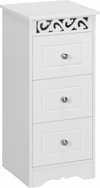 Cassettiera Xylo con 3 cassetti bianco legno per camera, soggiorno o cucina, L/P/H: 29,8 x 29,8 x 68,5 cm