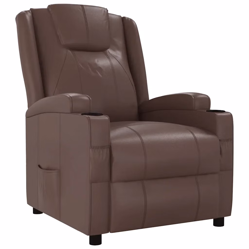 Poltrona Reclinabile Relax vidaXL in Similpelle Marrone con Braccioli e Regolazione Manuale – 2