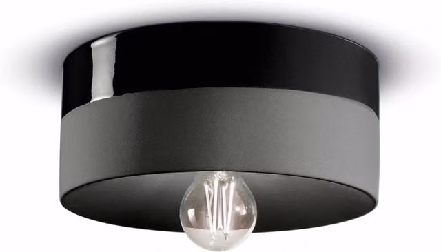 Plafoniera a soffitto Ferroluce in ceramica stile Art Déco colore nero con attacco E27