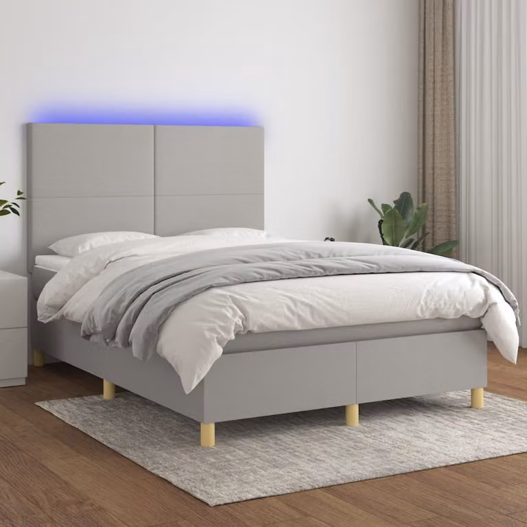 Maison Exclusive - Letto a Molle Materasso e LED Grigio Chiaro 140x190 cm Tessuto