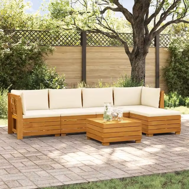 6 pz Set di divani da esterno Legno di Acacia Massello Marrone 3403094