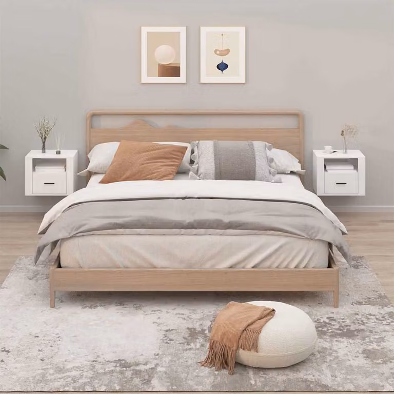 Set di 2 comodini da muro vidaXL in bianco lucido L 50 cm x P 36 cm x H 40 cm