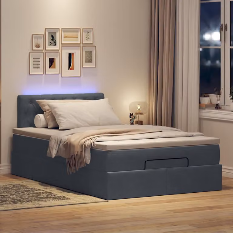 Maison Exclusive - Pouf Letto con Materasso e LED Grigio Scuro 120x190cm Velluto