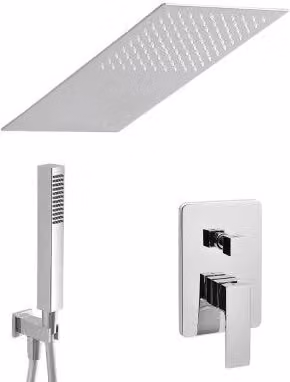 Set doccia incasso Kubo INBAGNO con soffione a pioggia e doccetta, finitura cromata, L: 52 cm, P: 25 cm