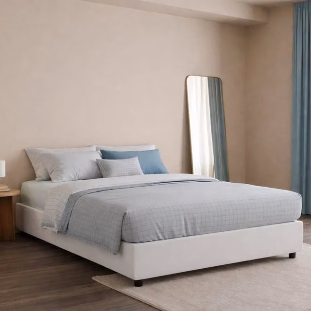Letto Matrimoniale Apelt con Materasso Incluso, Struttura Imbottita con Contenitore a Sollevamento, Bianco, 160x200 cm