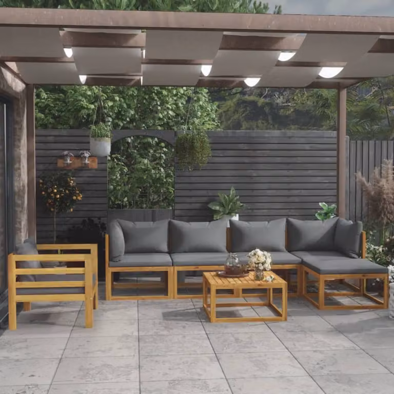 Maison Exclusive - Set da giardino da 7 pezzi con cuscini, in legno massello di acacia