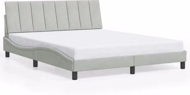 Letto matrimoniale | Letto per adulti | Giroletto senza Materasso Hanko Grigio Chiaro 160x200 cm Velluto