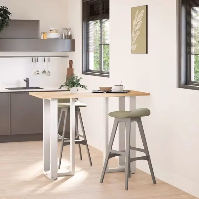 Coppia di gambe per tavolo da bar a forma di T in acciaio laccato bianco, L/P/H: 50 x 35 x 101 cm