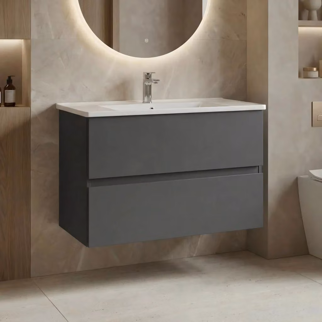 Mobile lavabo Nest 91 v2 Hanah Home, Antracite opaco, L: 91 cm, P: 51 cm, H: 55 cm – 2
