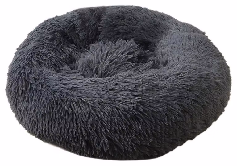 Cuccia per cani, cuccia per gatti, forma a ciambella, peluche, grigio scuro, 40 cm