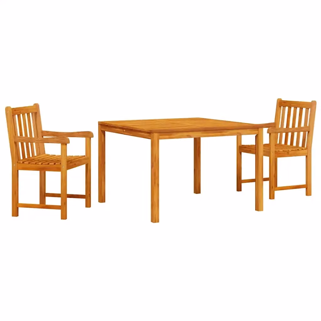 Set da pranzo per giardino vidaXL in legno di acacia marrone, composto da 3 pezzi con tavolo quadrato e sedie – 2