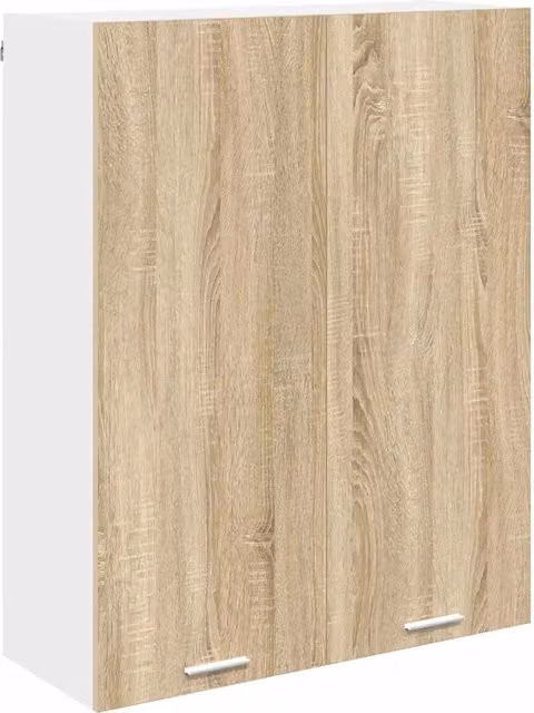 Mobile a parete HELLOSHOP26 in stile moderno con ante a battente, finitura rovere e bianco, L 80 x P 31 x H 100 cm