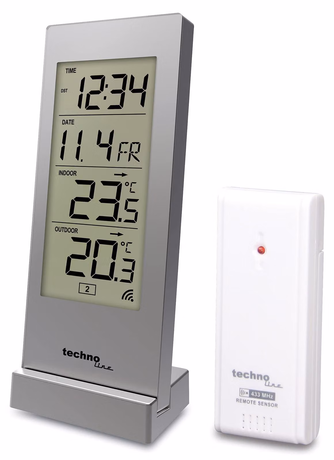 Stazione meteorologica Technoline WS9767, argento, temperatura esterna, temperatura interna, ora