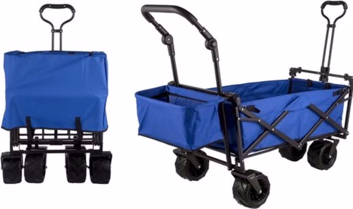 Happyment Carrello pieghevole - Trasporto bambini - 220L - Capacità di carico 150KG - Tetto smontabile - Nero