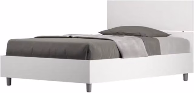 Letto una piazza e mezza con rete 120x200 testata dritta bianco frassino Demas