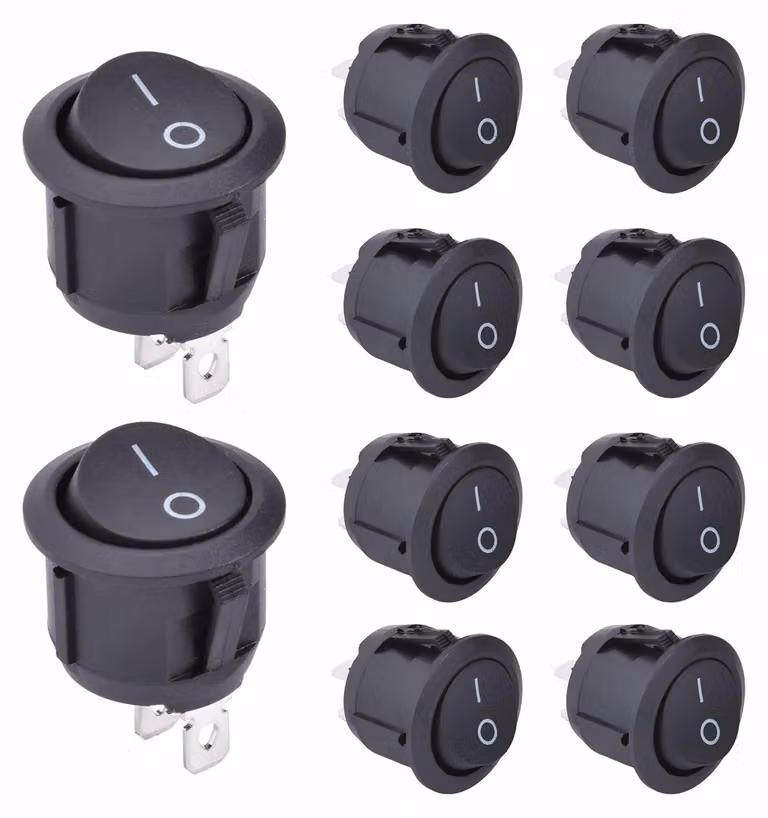 Interruttore a levetta KCD1-5-101, 2 poli, SPDT (apri-chiudi), 250V 6A, nero