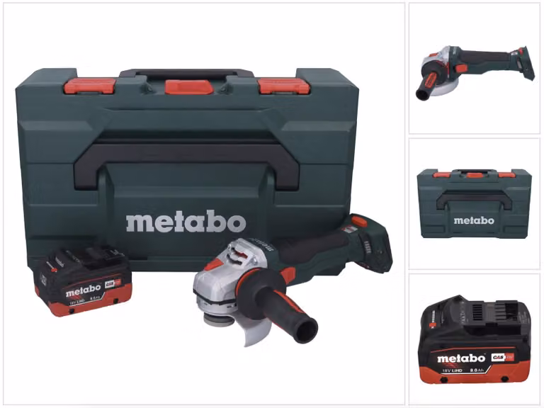 Smerigliatrice angolare a batteria Metabo WB 18 LTX BL 15-125 Quick 18 V 125 mm senza spazzole + 1x batteria ricaricabile 8,0 Ah + metaBOX - senza caricabatterie