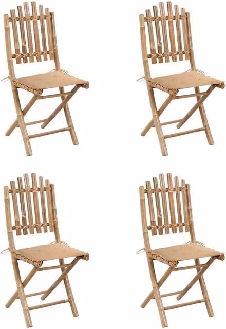 Set da Pranzo da Giardino 5 pz | Set Salotto da Giardino Pieghevole con Cuscini in Bamb¨´