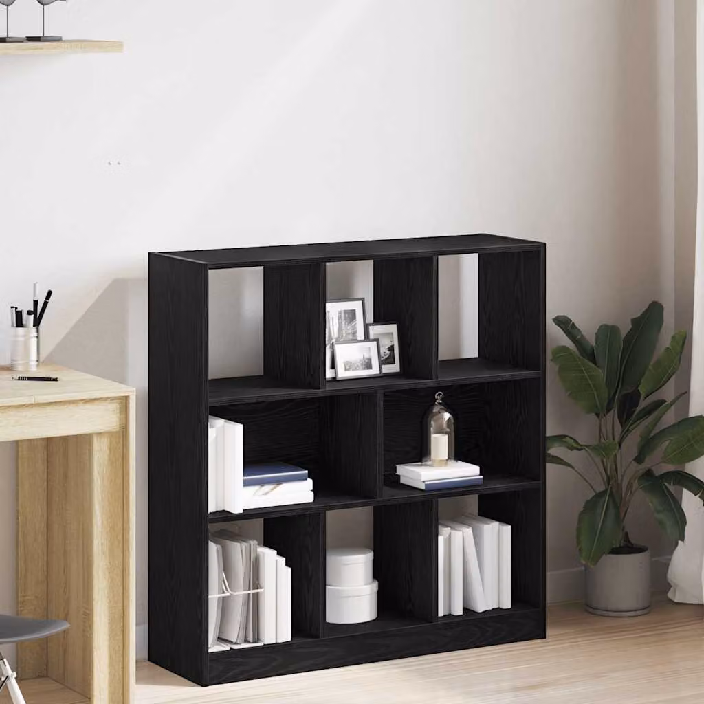 Libreria moderna vidaXL in legno multistrato e MDF, colore nero, L 97,5 x P 29,5 x H 100 cm