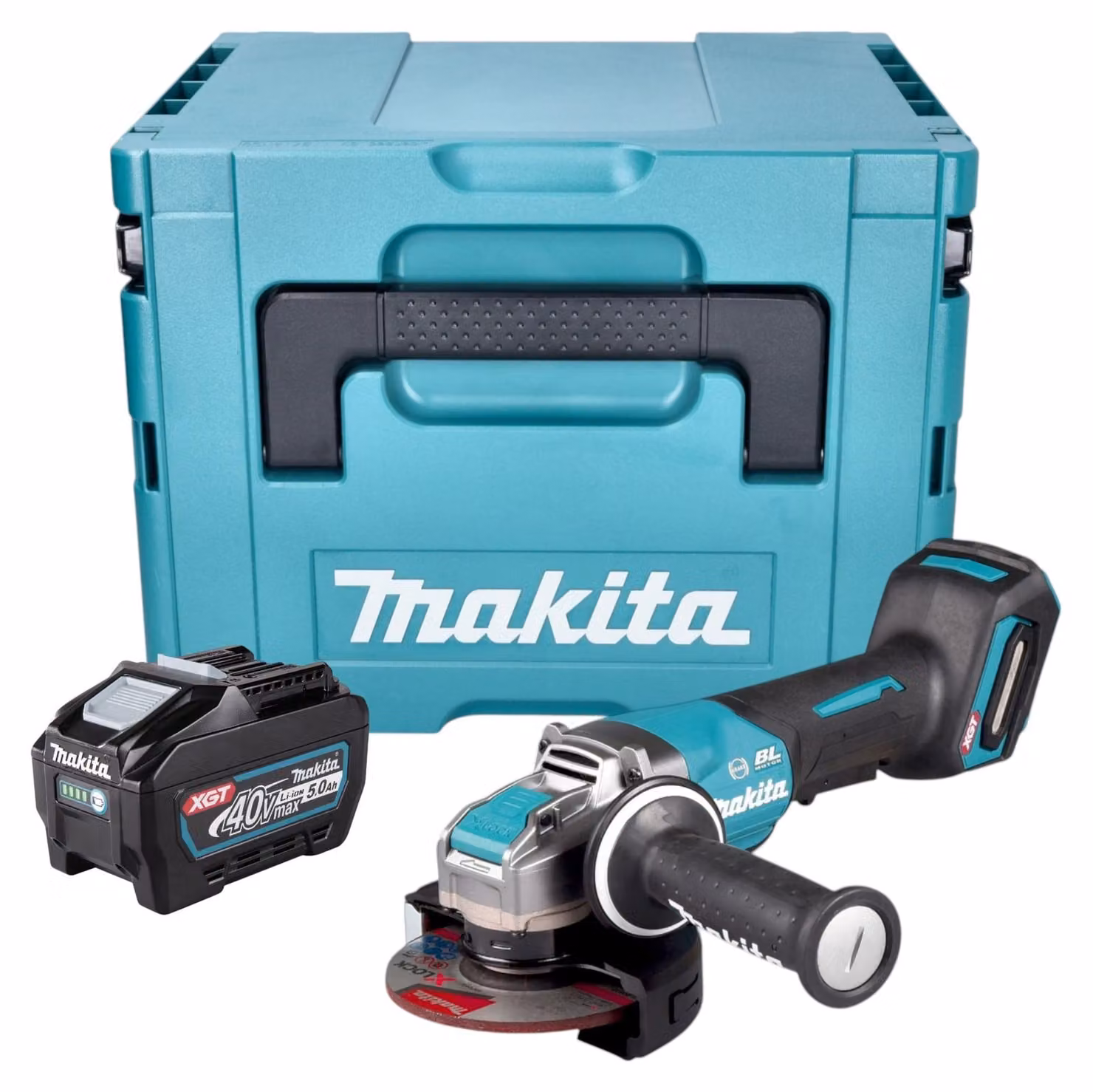 Makita GA 047 GT101 Smerigliatrice angolare a batteria 40 V max. 125 mm X-LOCK Brushless + 1x batteria ricaricabile 5,0 Ah + Makpac - senza caricabatterie