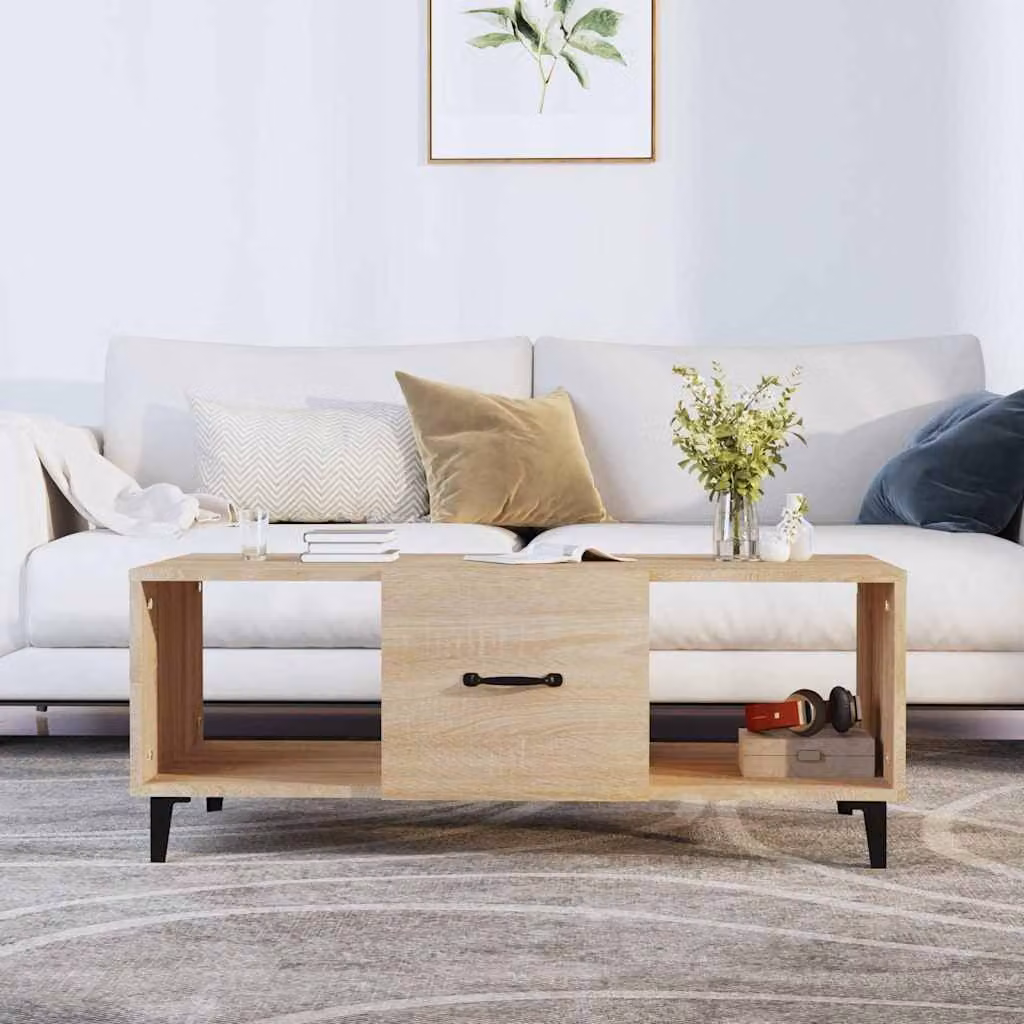 vidaXL Tavolino da Salotto in Legno Rovere Sonoma, Design Minimalista, L/P/H: 102 x 50 x 40 cm
