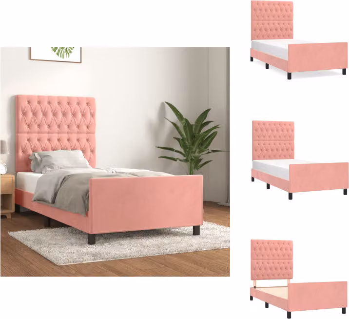 vidaXL Letto con testiera in velluto rosa 100x200 cm - Letti & Reti
