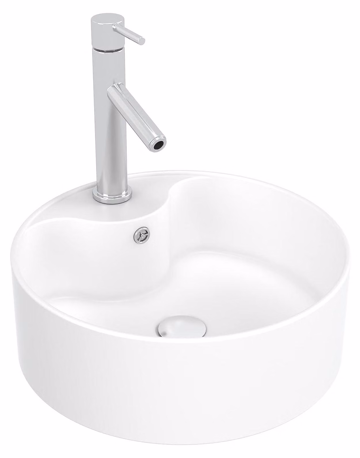 Lavabo in Vetroceramica rotondo, diametro 41 cm, altezza 14,5 cm