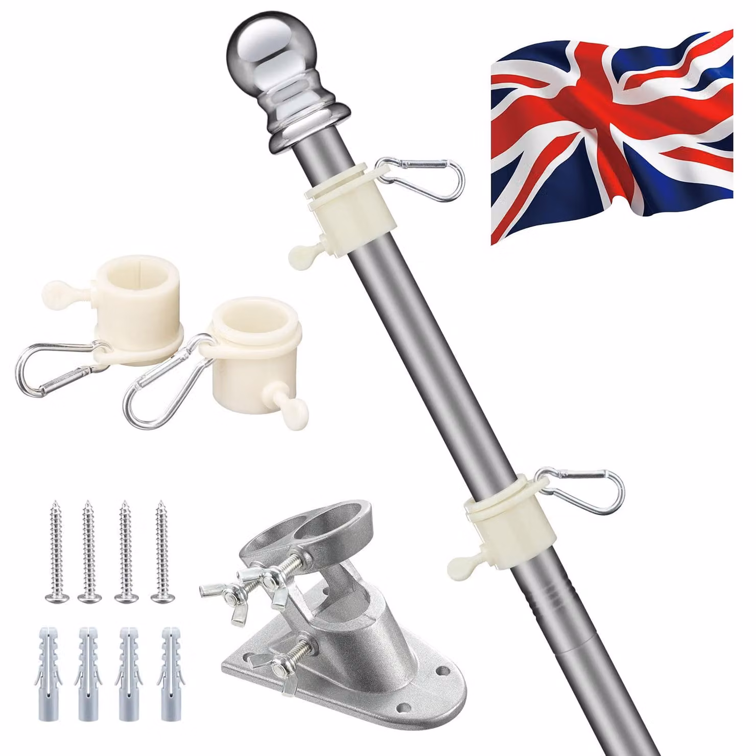 Solidchoice - Kit per bandiera da esterno, con staffa, altezza 1,83 metri