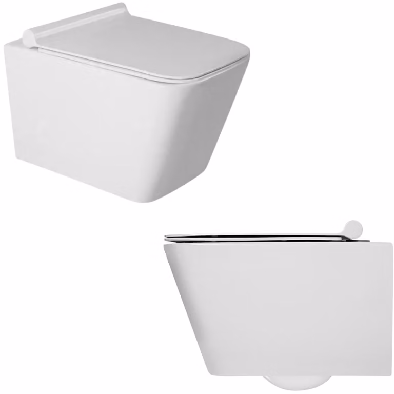 Granitan - Set WC - WC sospeso - Bianco - senza bordo di scarico - con sistema di chiusura ammortizzata - Bagno - DAX