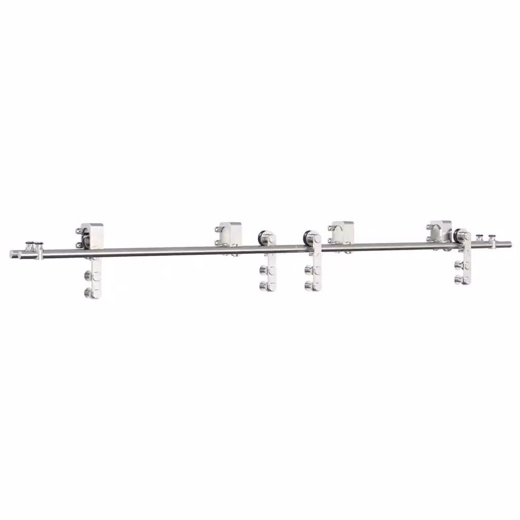 Kit Binari per Porta Scorrevole VIDAXL in Acciaio Inossidabile Argento, Lunghezza: 200 cm