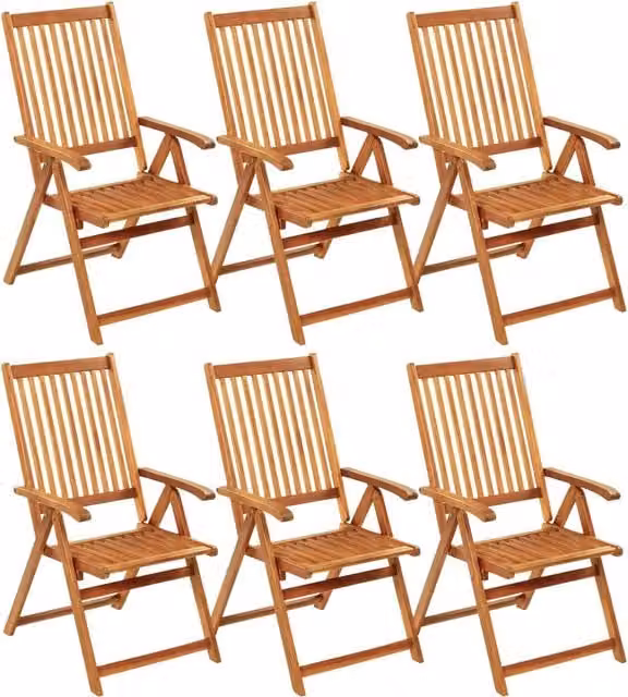 Sedie Pieghevoli 6 pz con Cuscini Massello Acacia 3064129