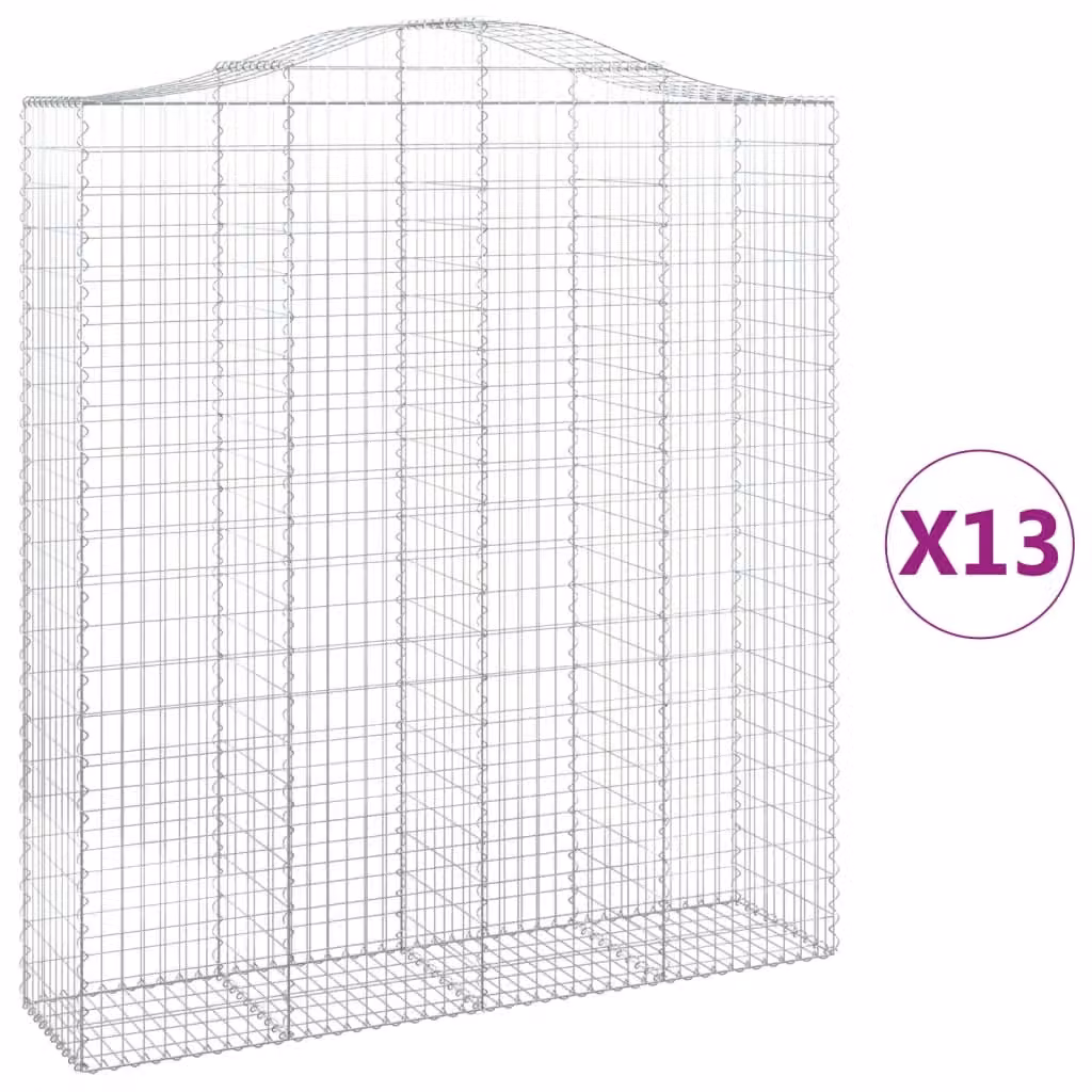 Cesti Gabbioni ad Arco 13 pz 200x50x220/240 cm Ferro Zincato