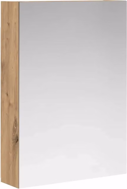 Mobiletto da bagno sospeso in legno di rovere marrone con ante a battente e ripiani interni in stile minimalista L/P/H: 70 x 14,5 x 50 cm