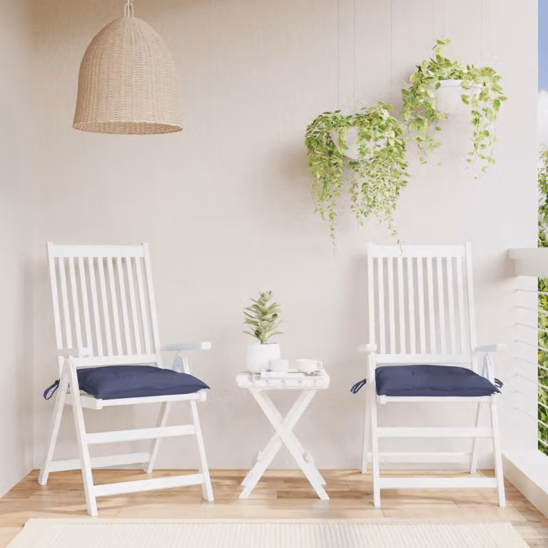 Set di 2 cuscini quadrati per sedia vidaXL in tessuto Oxford blu, idrorepellenti e traspiranti, L/P/H: 40 x 40 x 7 cm