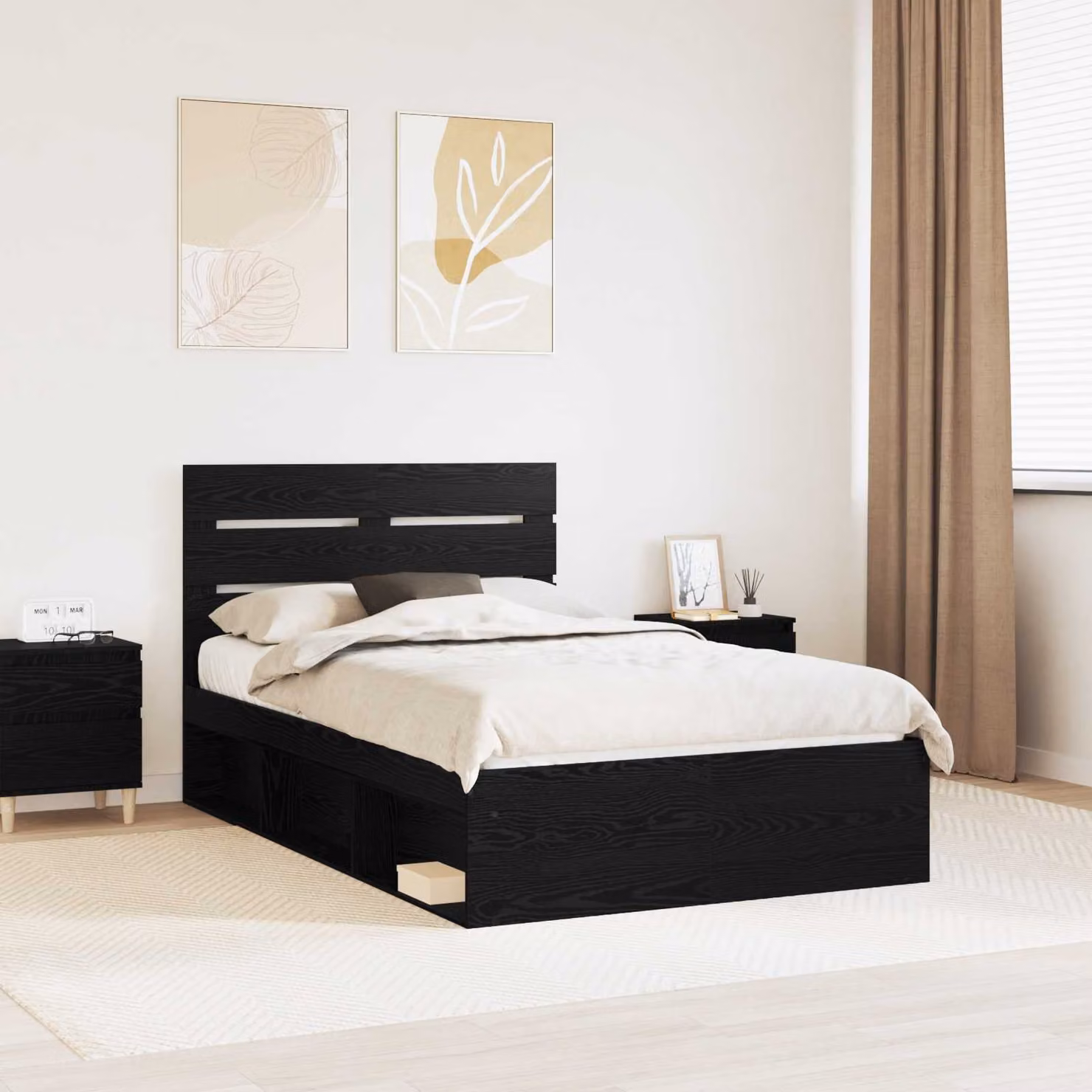 Struttura del letto vidaXL in pino massello nero L 120 cm x P 200 cm