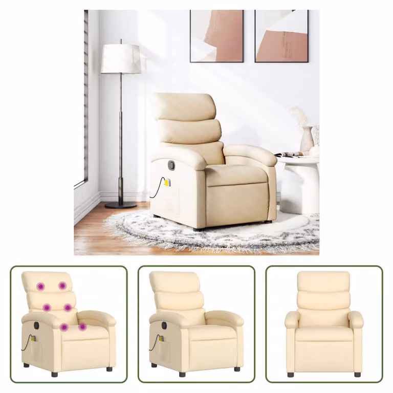 The Living Store poltrona massaggiante in tessuto crema