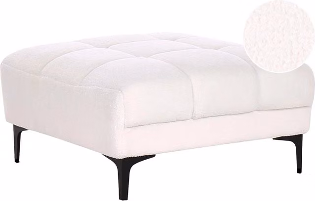 Pouf rettangolare BELIANI in tessuto bouclé bianco per il tuo soggiorno