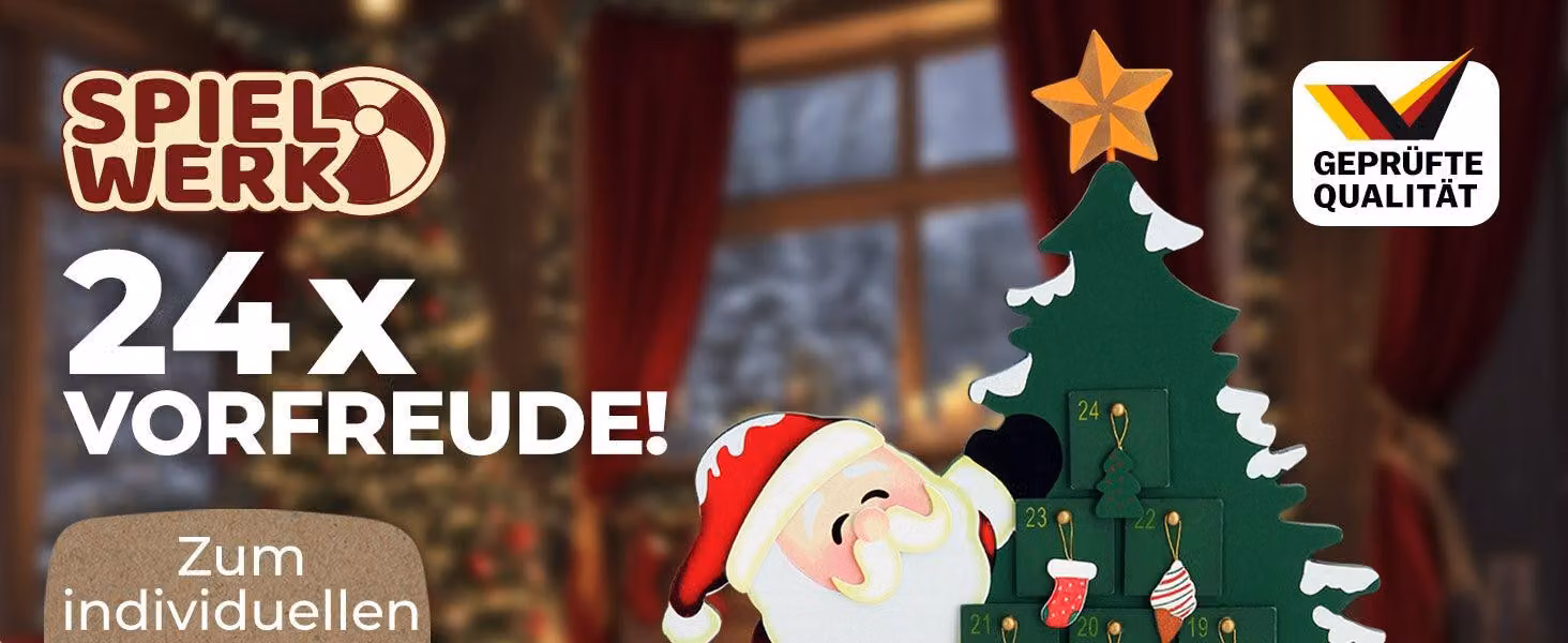 Calendario dell'Avvento a forma di albero di Natale con 24 cassetti, in legno riutilizzabile
