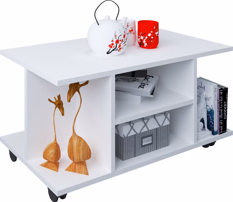 Tavolino in legno | Sofatic con spazio di archiviazione sufficiente | Dimensioni ca. H. 40 x W. 80 x D. 40 cm | Tavolo da soggiorno rullabile - Findula