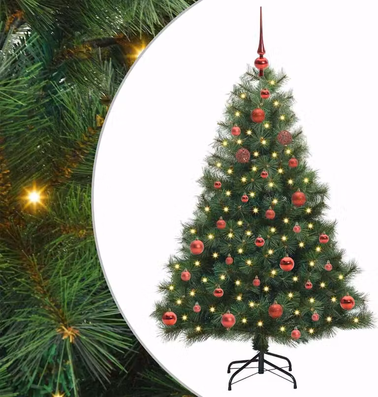 Albero di Natale artificiale con 150 LED Verde 150 cm PE e PVC