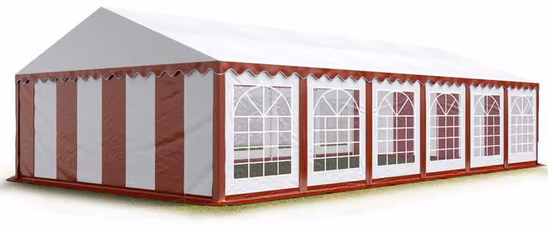 TOOLPORT Tendone per feste 6x12 m PVC rosso-bianco 100% impermeabile Tendone da esterno Tenda party