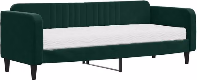 Divano letto | Sof¨¤ letto | Letto singolo con Materasso Verde Scuro 80x200 cm in Velluto