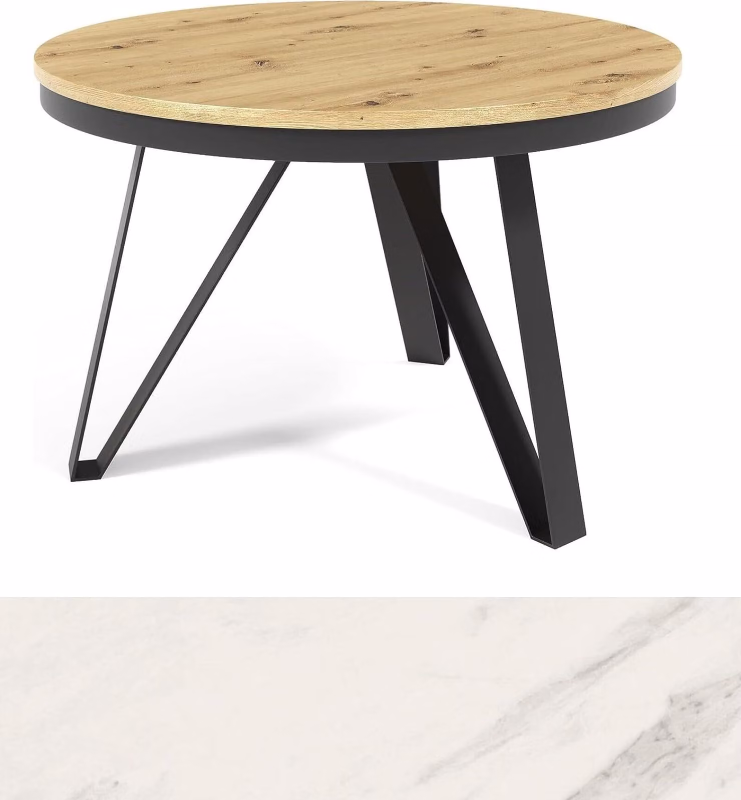 Tavolino All4All Tino, tavolino rotondo per il soggiorno, gambe in metallo, design elegante, gambe moderne, tavolino da caffè, stile loft, dimensioni 75/50 cm, 27 kg, marmo bianco