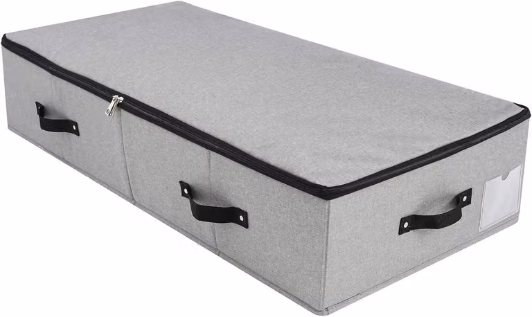 Contenitore portaoggetti da mettere sotto il letto, dimensioni 90 x 42 x 18 cm, con coperchio con zip e 6 maniglie, ideale per riporre vestiti