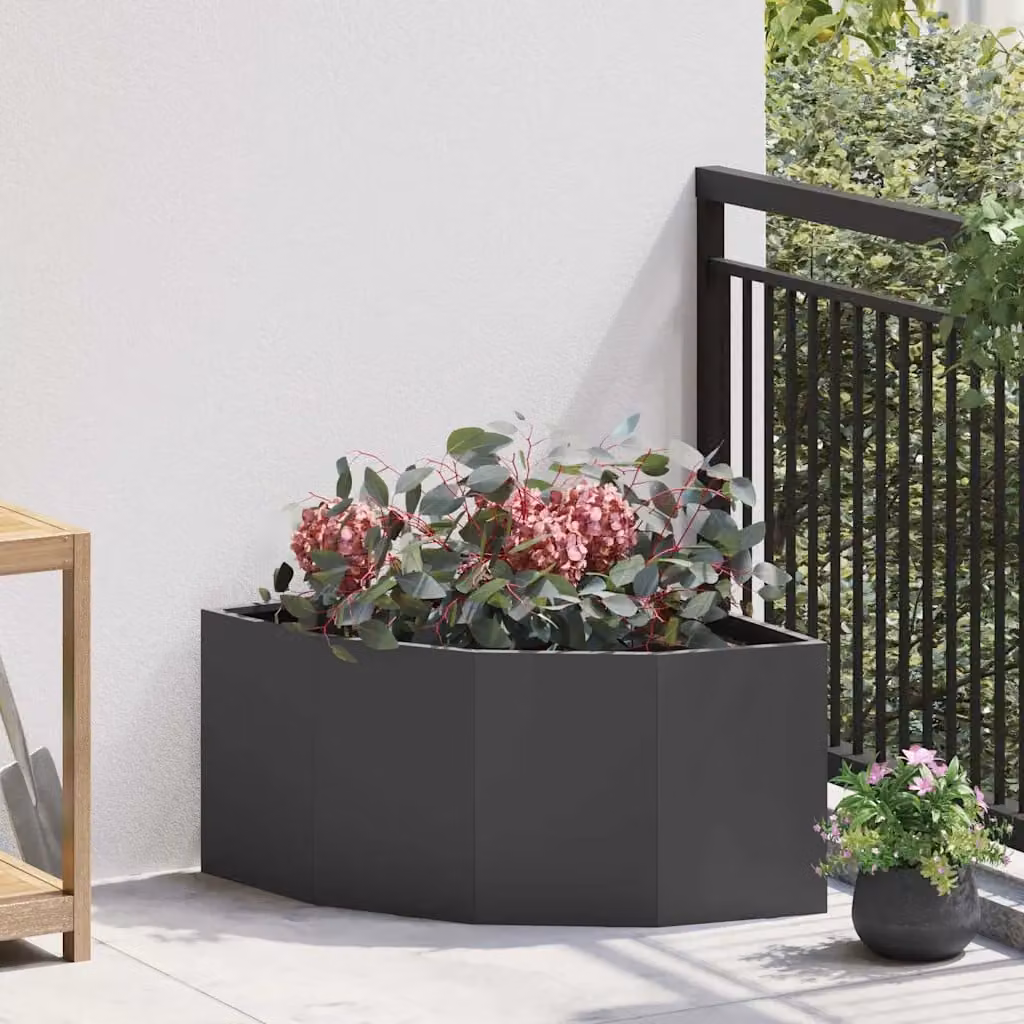 vidaXL Vaso d'angolo Nero 60 x 60 x 35 cm Acciaio