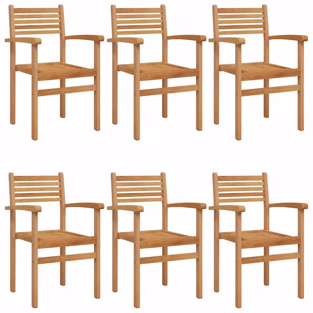 Set di 6 sedie da giardino vidaXL in legno di teak massiccio marrone con braccioli L/P/H: 56 x 55 x 90.5 cm – 2
