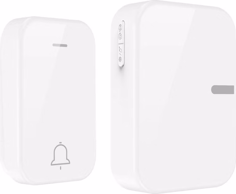 Set campanello wireless ZELURXX senza batteria, modalità di apprendimento, 38 melodie, 0-105 dB, impermeabile IP68, portata 180 m, bianco, un trasmettitore, un ricevitore
