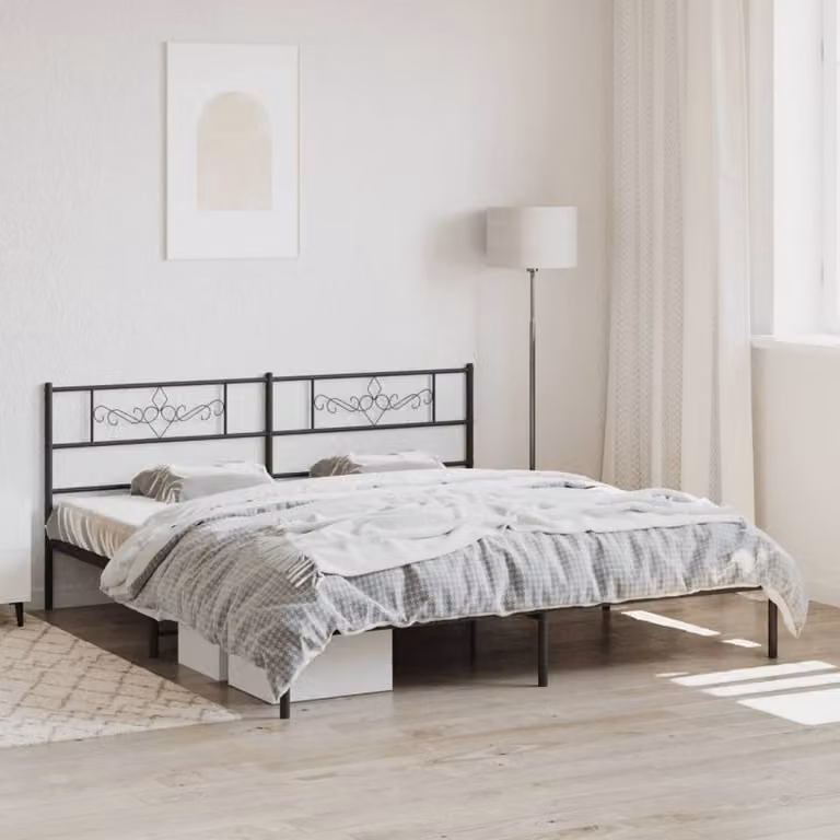 vidaXL Giroletto con Testiera in Metallo Nero L/P: 180 x 200 cm