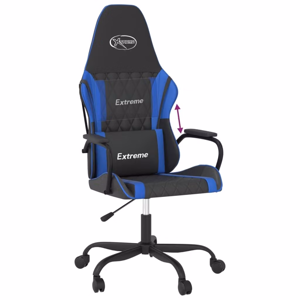 Sedia da Gaming Nera e Blu in Pelle finta
